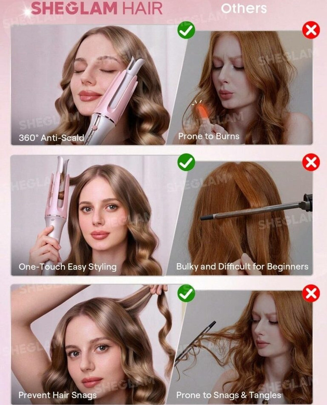 فر کننده مو فوری شیگلم-صورتی (کرلی) مدل Cupid’s Charm One-touch